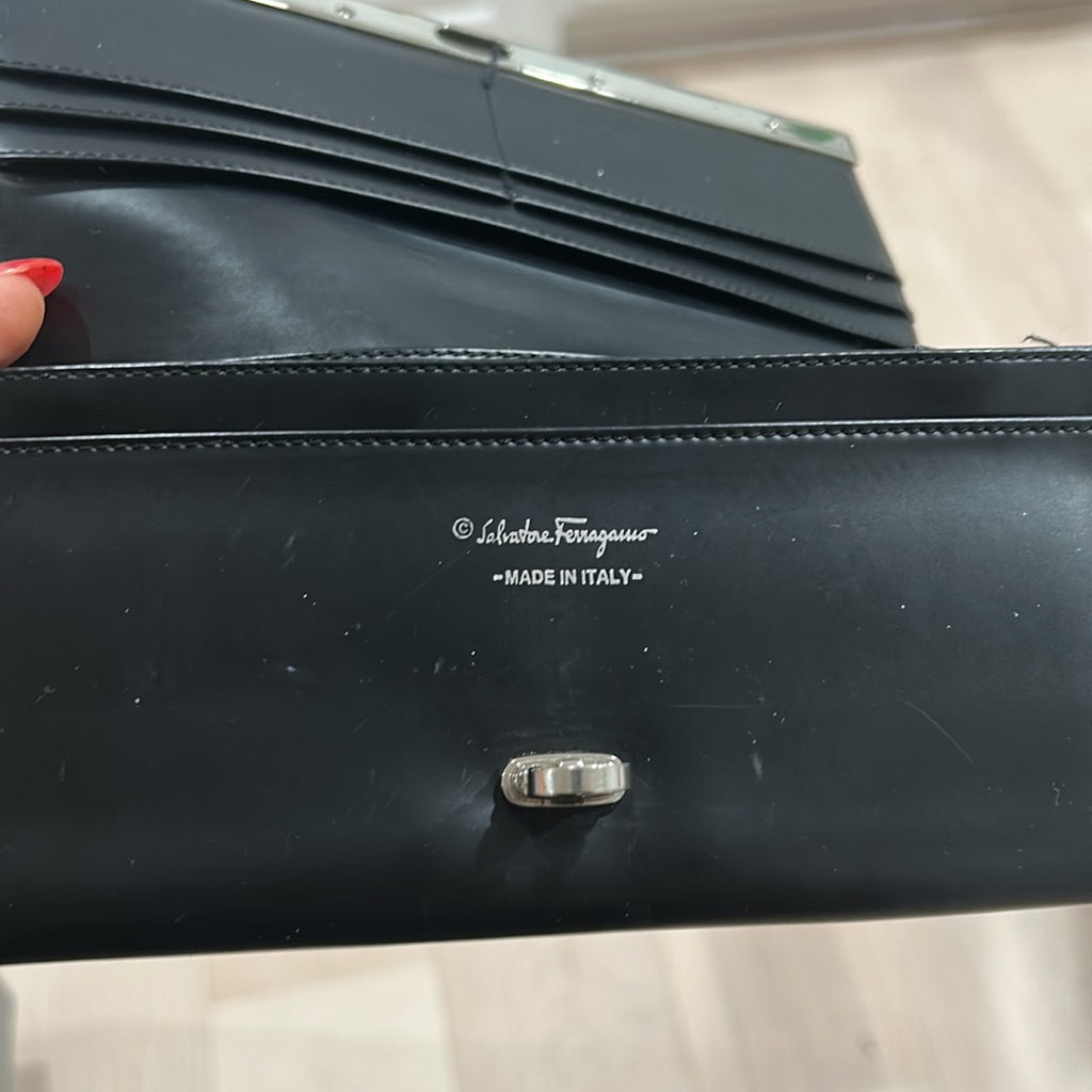 Salvatore Ferragamo Black Wallet With Silver Accent